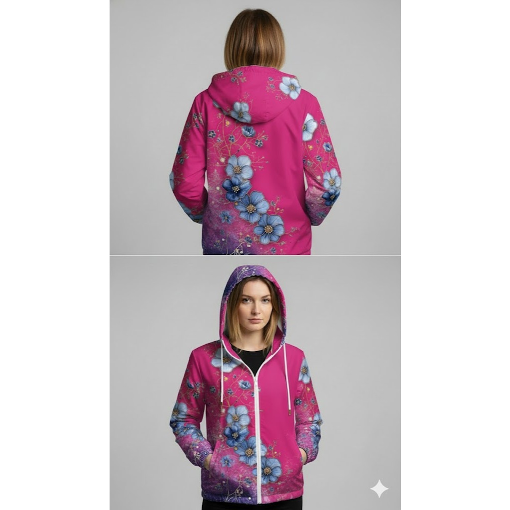 JAKET PARASUT MOTIF BUNGA LUCU keren Jaket Parasut Jumbo Wanita pria Printing