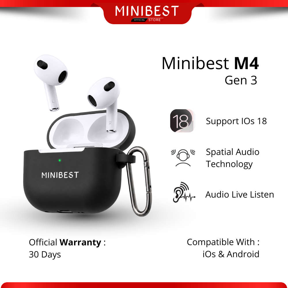 MINIBEST M4 Gen 3 TWS Earphone Headset Bluetooth V5.2 In ear Detection Wireless Charging