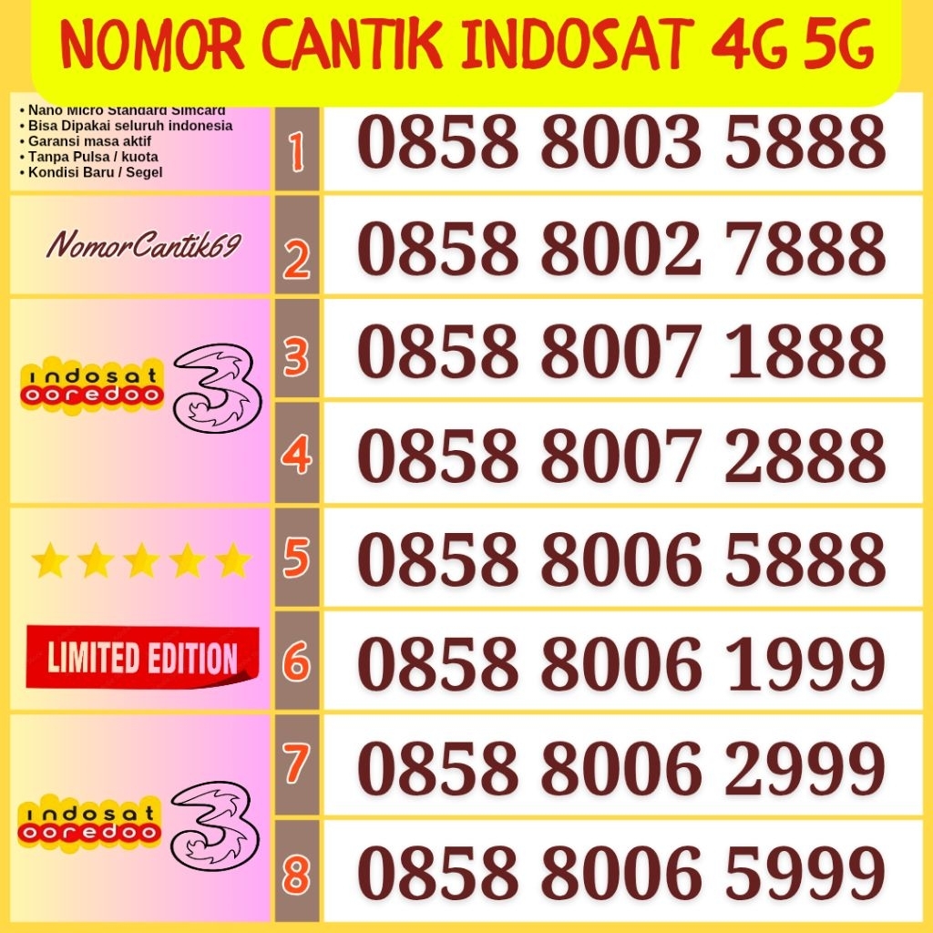 KARTU IM3 - NOMOR CANTIK INDOSAT PANCA 888  999 KARTU IM3 NOMOR INDOSAT KARTU PERDANA KUOTA 0 NOMOR 