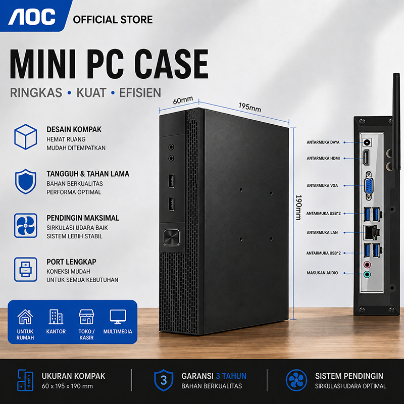AOC PCIntel I5/I7 Mini PC Gaming Full Set ITX Mini Komputer Desktop Mendukung WIFI/Bluetooth, Keyboa