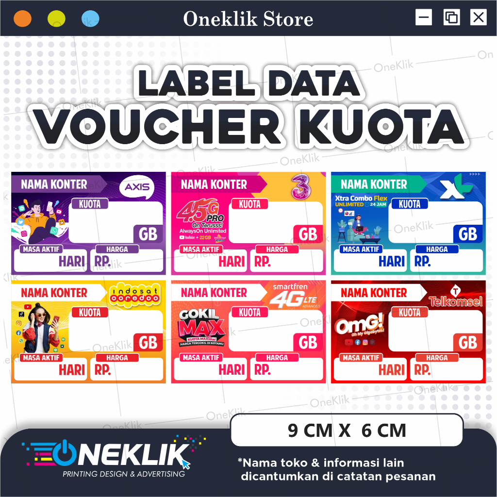 Label Harga Voucher Konter / Display Harga Etalase Konter / Label Voucher Pajangan / Label Paket Dat
