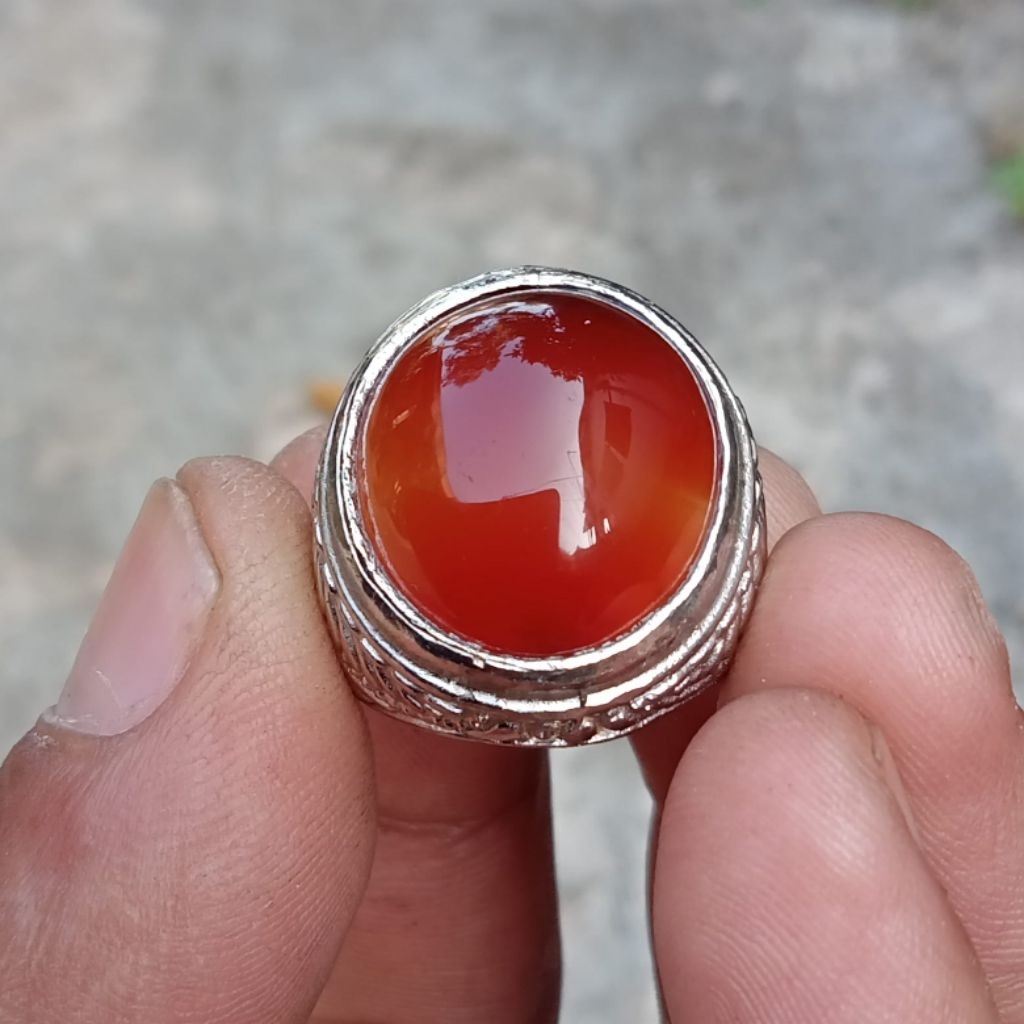 cincin batu akik Cempaka merah motif Sulaiman