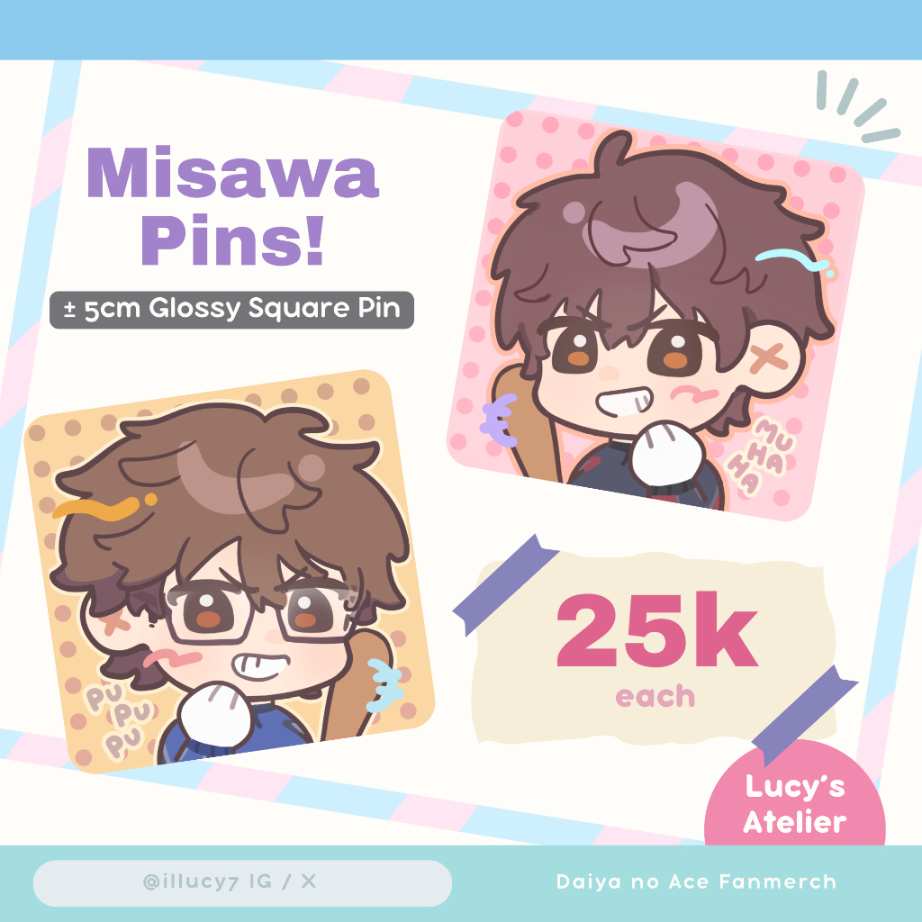 [LUCY] Daiya no Ace Fanmerch | Miyuki & Sawamura Square Pin