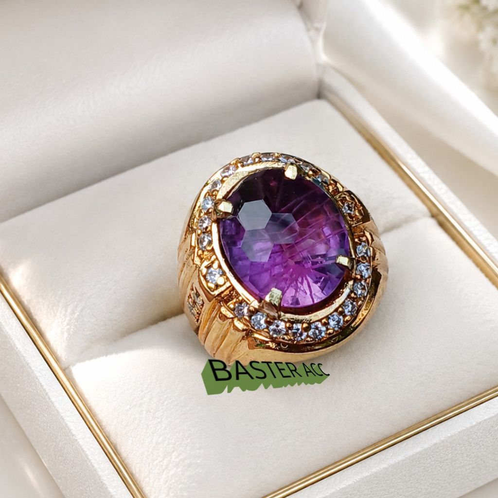 CINCIN BATU KECUBUNG AMETHYST  CUTTING CUSTOM DM 12X16 SUPER MEWAH