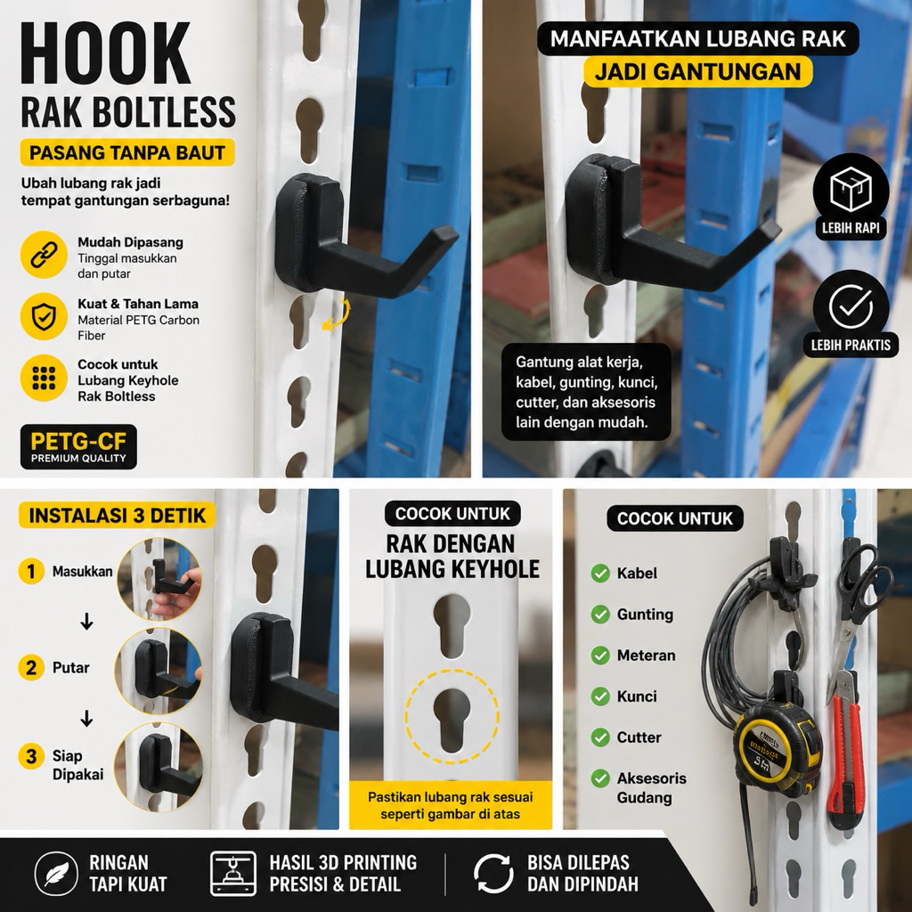 Hook Rak Boltless – Gantungan Rak Besi Serbaguna