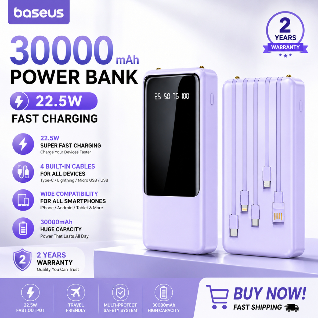 LENTIVEN Powerbank 30000 mAh Mini with Fast Charging BH695