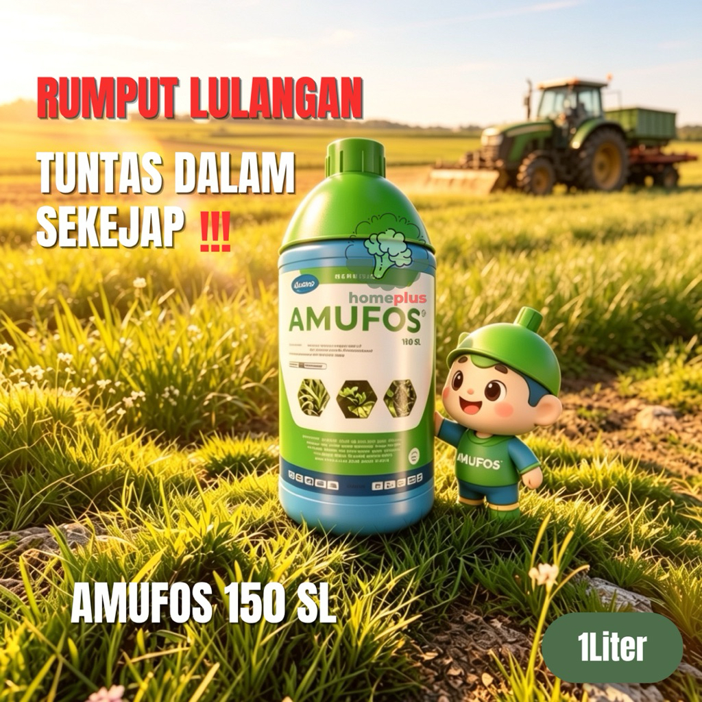 Herbisida AMUFOS 150SL Kontak Sistemik Membasmi Rumput Lulangan, Rumput Daun Lebar/Sempit