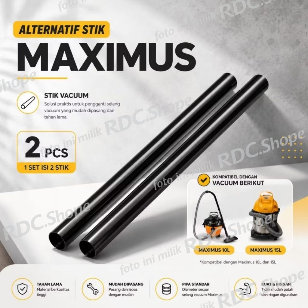 ALTERNATIF STIK VACUUM MAXIMUS 10L & 15L . COCOK UNTUK STIK VACUUM WET & DRY MAXIMUS 15L . VACUUM MA
