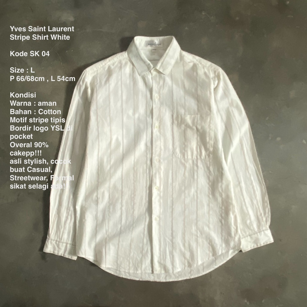 SK 04 - Yves Saint Laurent Stripe Shirt White - Size L (66/54)