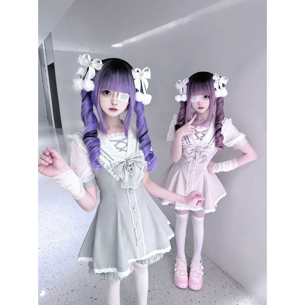 [PRE-ORDER] Jirai kei one set up ribbon dress