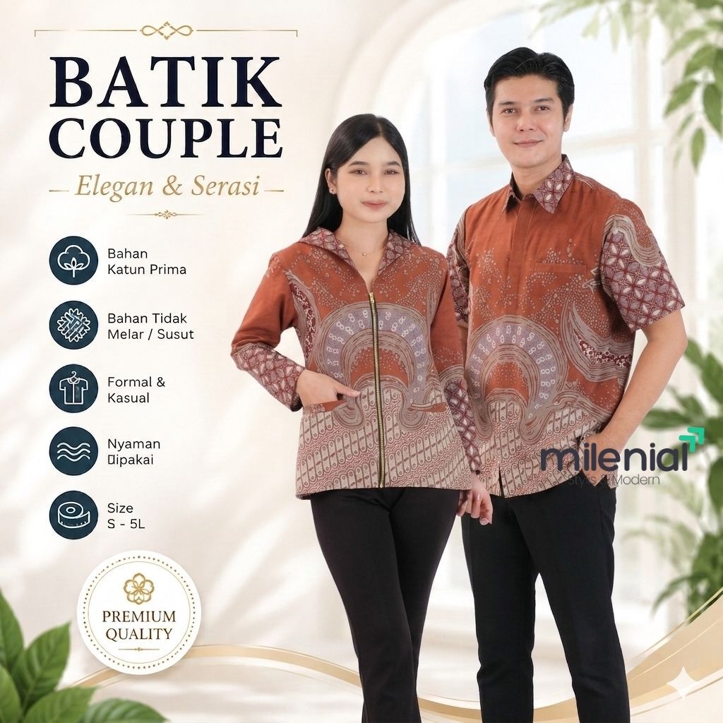 Batik Couple Modern Kemeja Pria & Blouse Atasan Wanita kekinian - Milenial LEKER