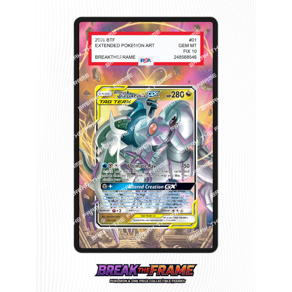 Arceus & Dialga & Palkia GX - Cosmic Eclipse #156 - Extended Art Pokemon TCG for Slab Guard / Slab S
