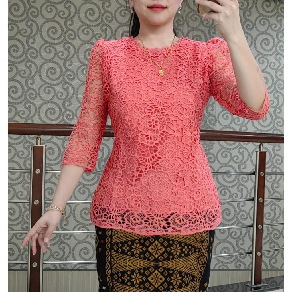Blus brokat katun kombinasi brokat pearl premium terbaru