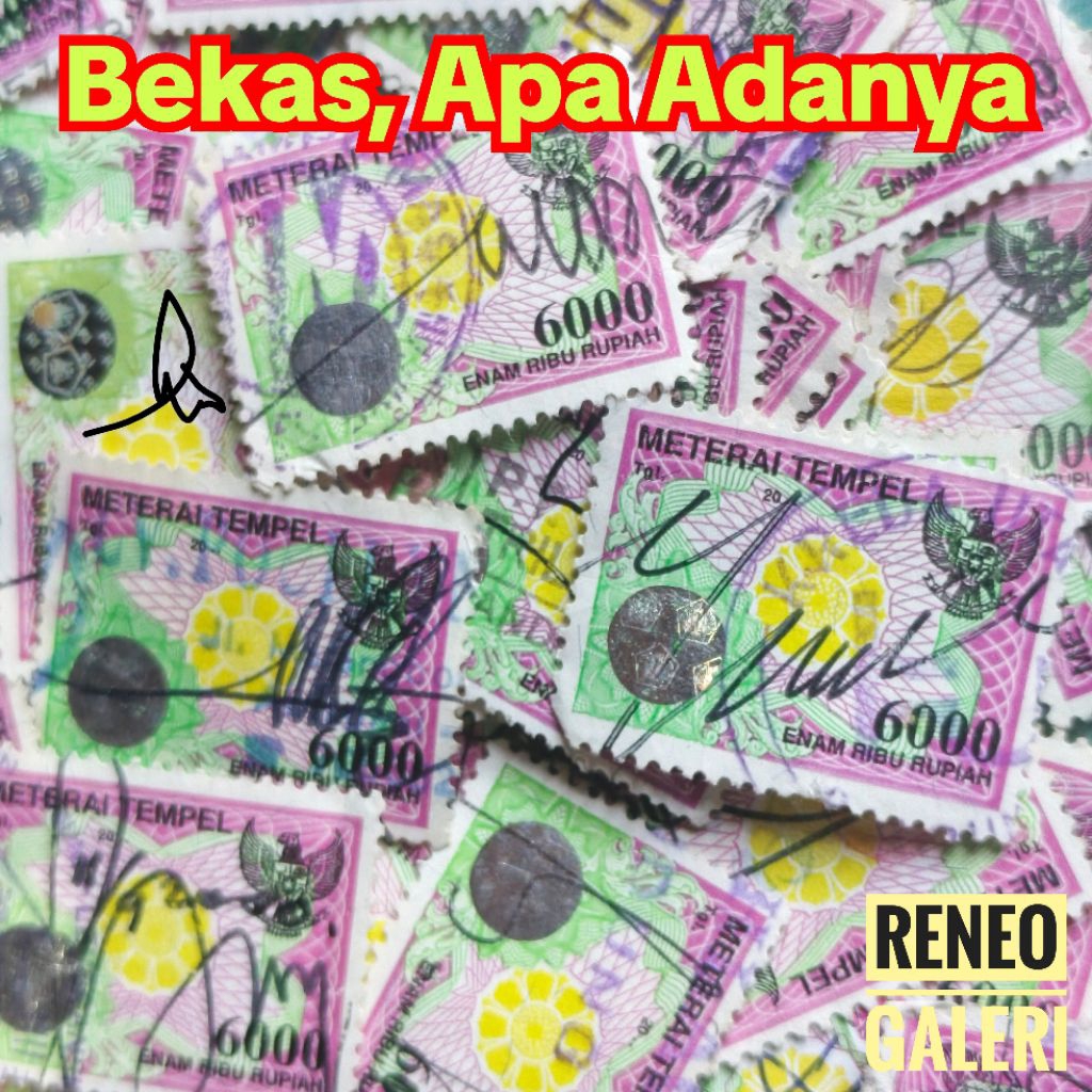 1 pcs Materai 6000 Rupiah tahun 2000 2001 2002 bekas asli original meterai tempel Rp prangko pos mat
