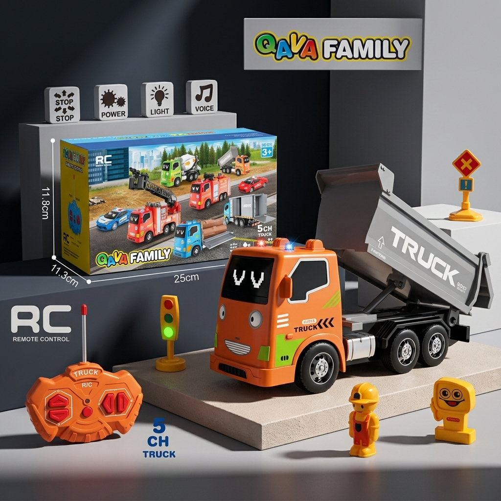 MSM Mainan Anak Mobil RC Dumptruck Orange Tayo 27Mhz Musik Indo - Nyala Lampu
