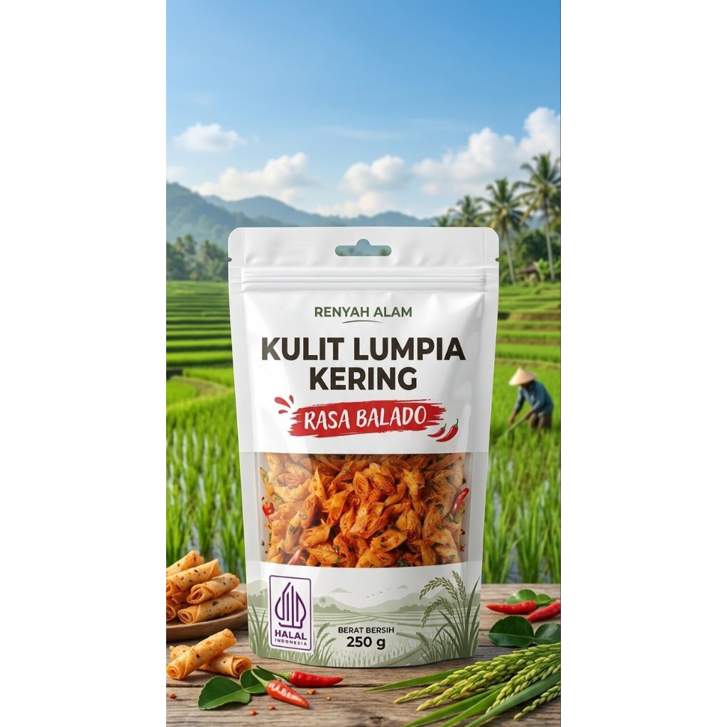 Cemilan kulit lumpia kering 250 gr rasa balado