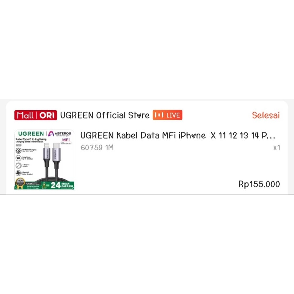 Charger Ugreen Preloved