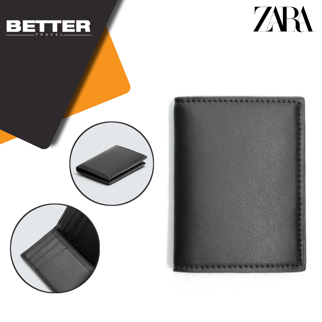ZARA dompet kartu vertical pria lipat hitam
