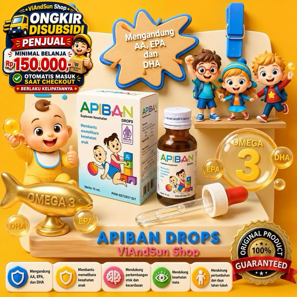 Apiban Drops 15 ml - Vitamin DHA - Vitamin Otak Bayi & Anak
