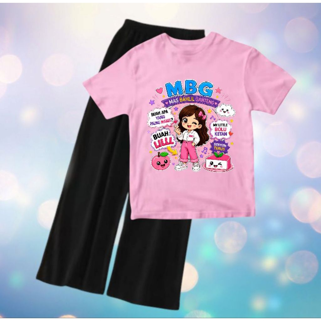 Setelan ANAK MBG Kaos Anak Perempuan 5-12 Tahun dan Celana Kulot Voxy