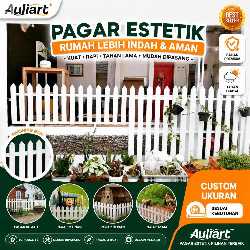 Pagar Estetik Putih Custom | Pagar Rumah Minimalis Modern | Pagar Taman Dekoratif | Pagar Hewan Peli