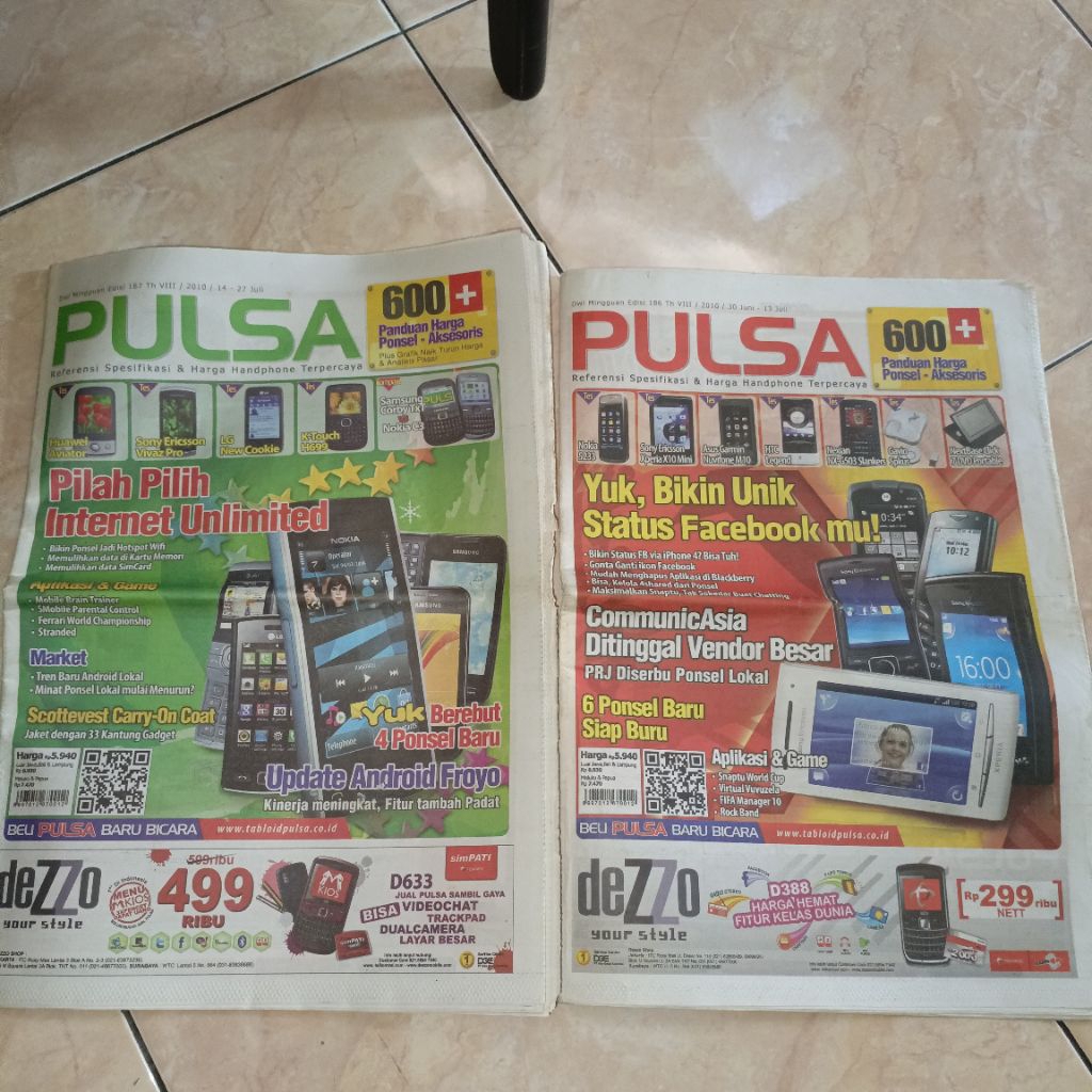 Tabloid Pulsa tahun 2010 berbagai edisi cek foto dan deskripsi