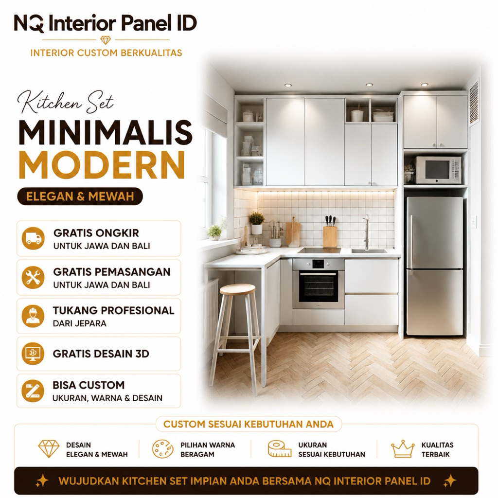 Kitchen Set Minimalis Modern Custom HPL Premium Dapur Mewah