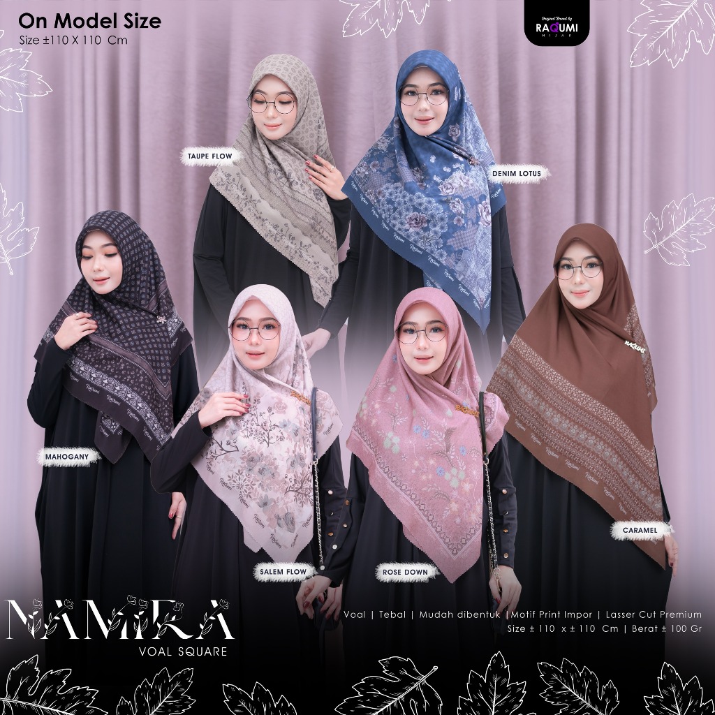 RAQUMI HIJAB // NAMIRA SQUARE // HIJAB SQUARE // HIJAB SEGIEMPAT // HIJAB MOTIF // SQUARE MOTIF