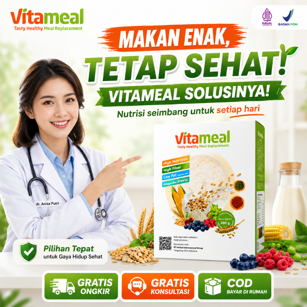 Vitameal Obat Gula Diabetes Dan Kolesterol Susu Vitamale Sereal Makanan Diet 1 Box