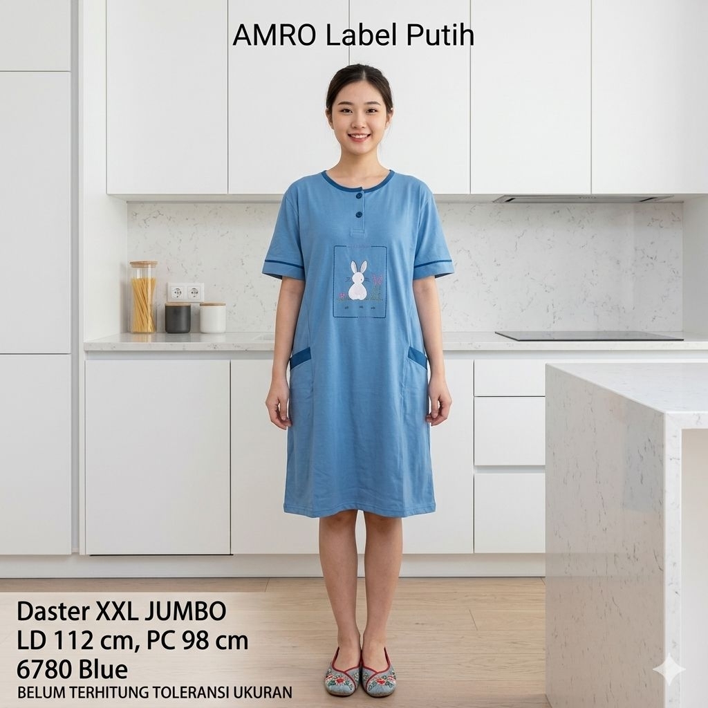 AMRO Dress Daster XXL JUMBO Perempuan Kaos Label Putih