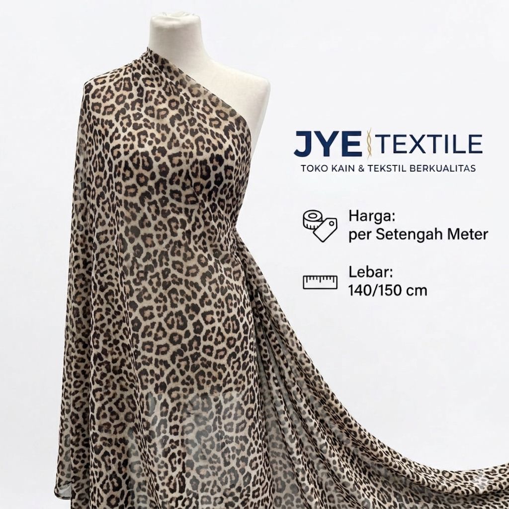 Kain Sifon Ceruty Motif Macan tutul premium adem lembut RMC