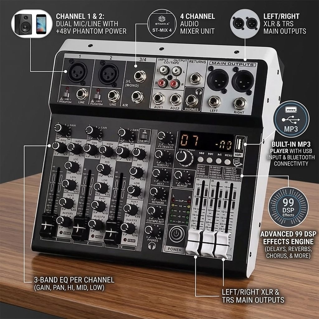 Mixer Audio 4 Channel KP4
