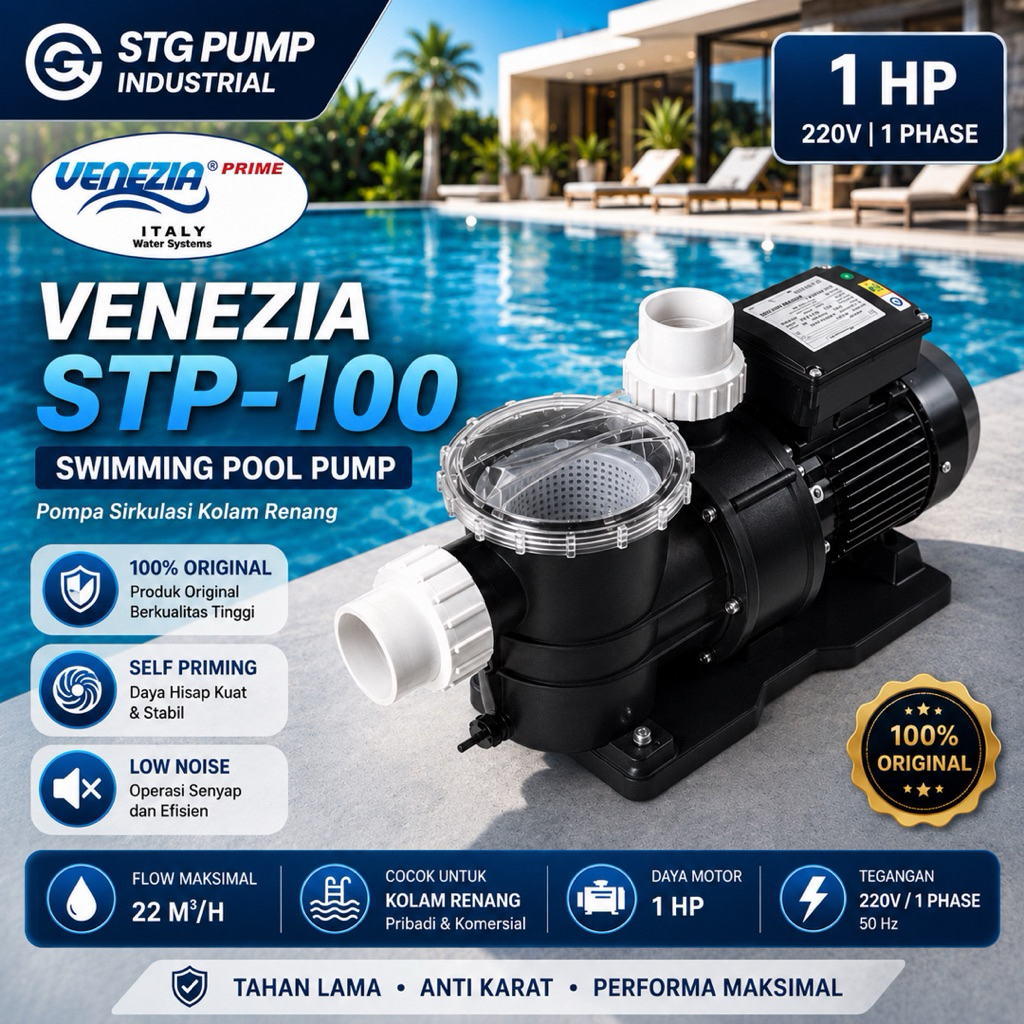 POMPA KOLAM RENANG VENEZIA STP 100 VENEZIA SWIMMING POOL PUMP 1 HP POMPA VENEZIA 1 HP STP 100 POMPA 