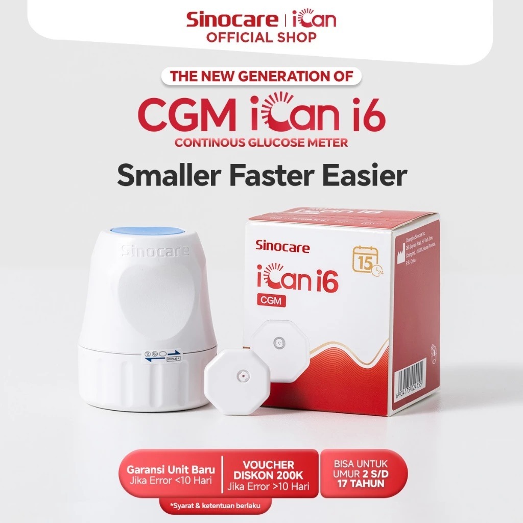 SINOCARE CGM ICAN I6 - ALAT CEK GULA DARAH REAL-TIME, KECIL, AKURAT & TANPA SAKIT(SENSOR DIABETES PO