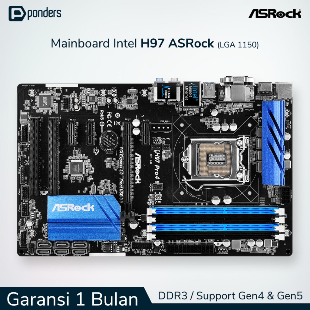 Mainboard Intel H97 ASRock LGA 1150 DDR3 Support Gen4 & Gen5