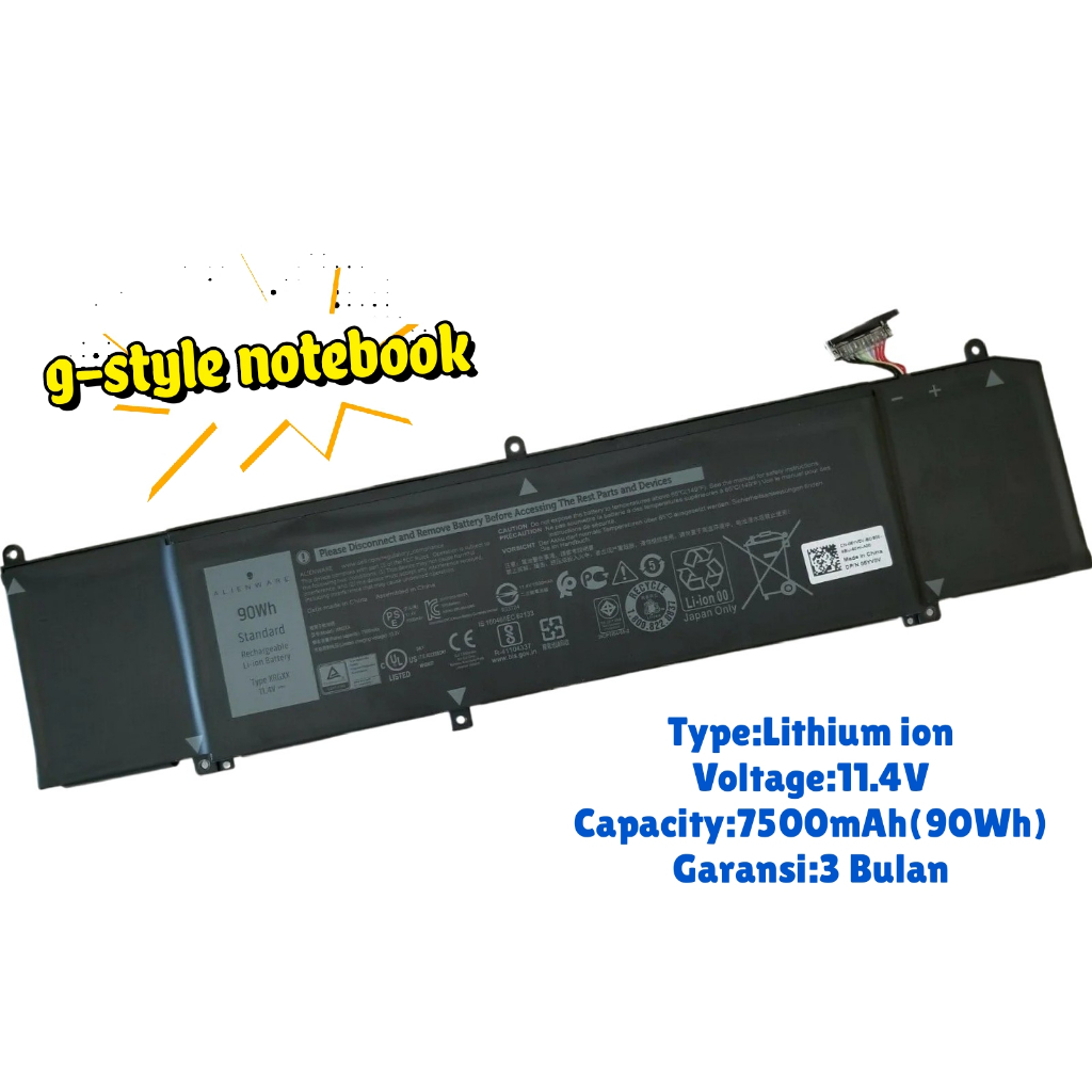 Baterai Laptop Dell XRGXX NYV0V K69WH Alienware M15 M17 Original