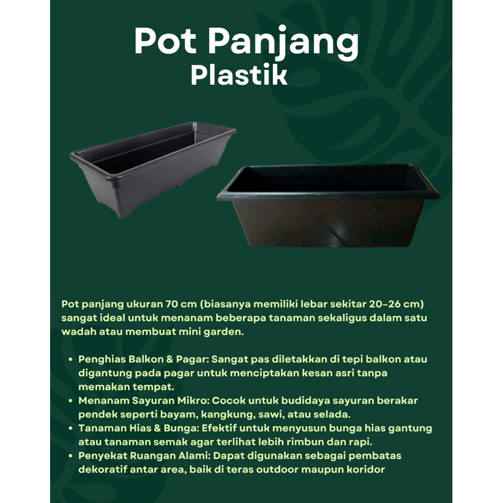 Pot Panjang Hitam Polos Ukuran 70 | Pot Tanaman | Pot Bunga Panjang Plastik