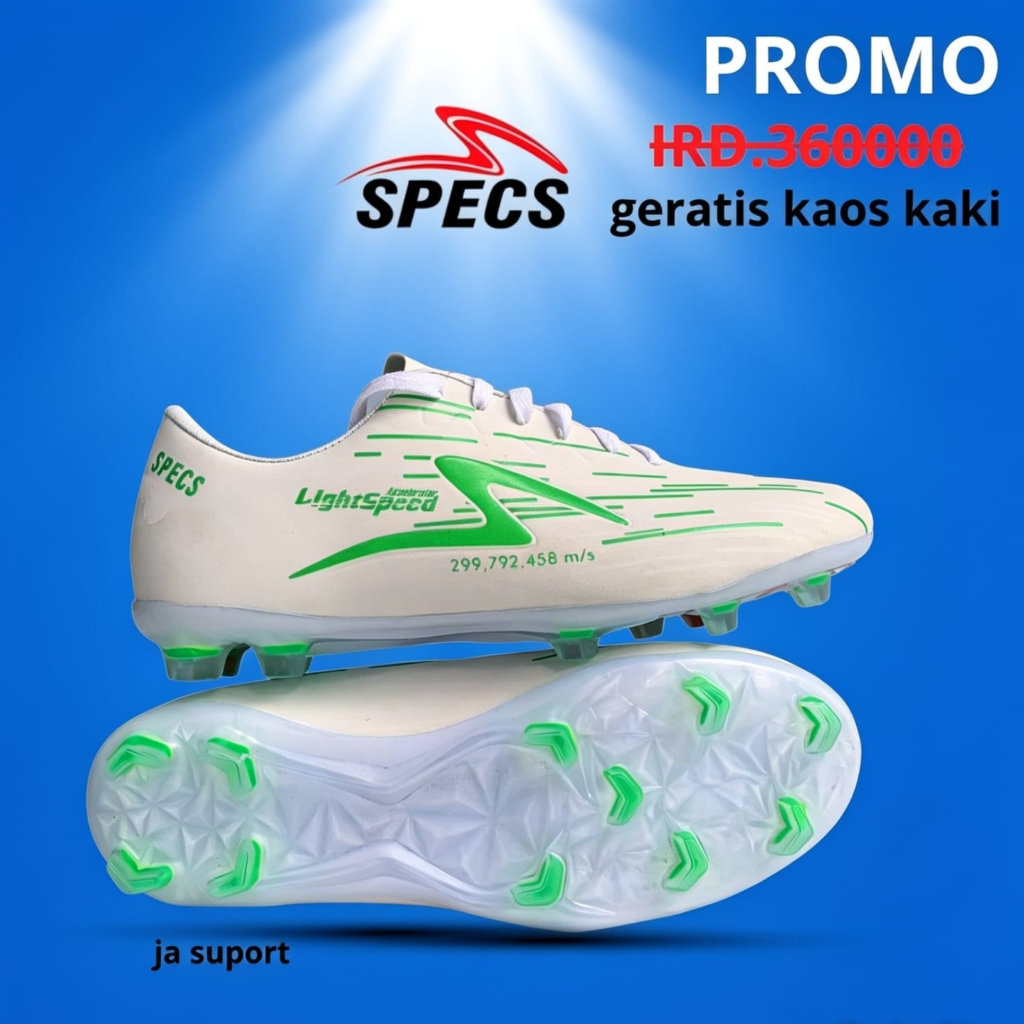 TERBARU Sepatu Bola Anak Dewasa Specs Light Speed Reborn Grade Original - PUTIH HIJAU SKY