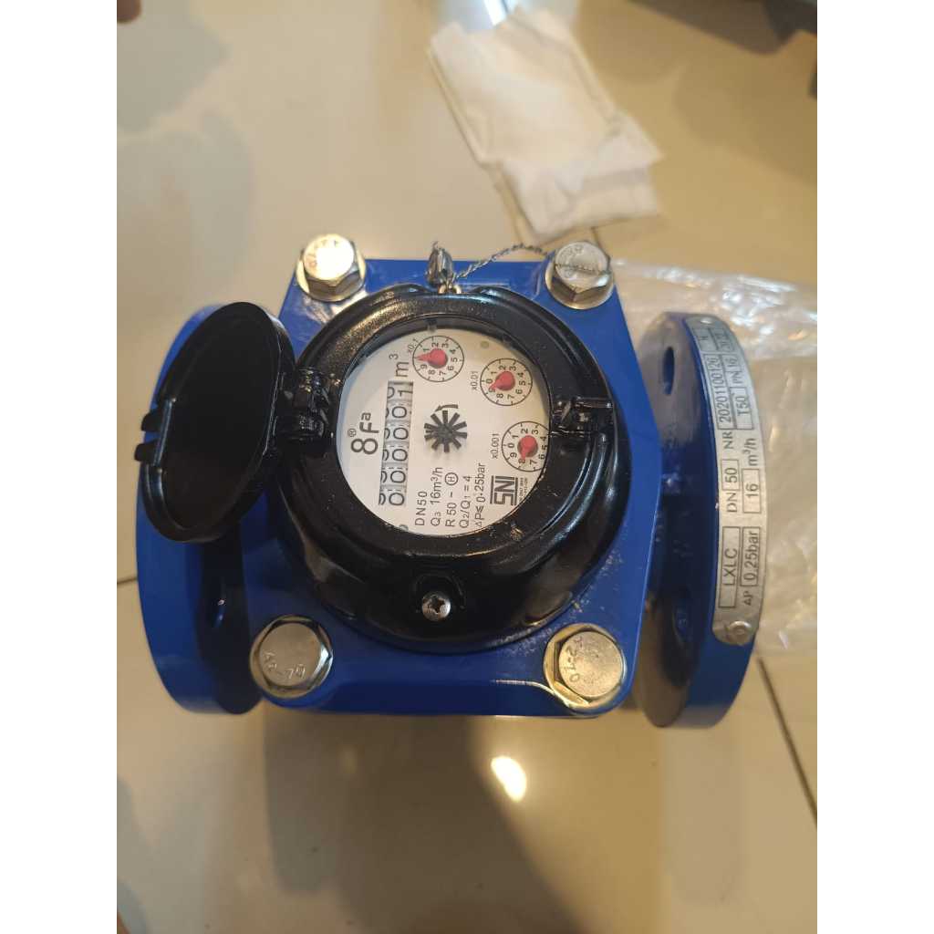 Water Meter 8FA DN50 2 Inch Flow Meter Air Flange Cast Iron Q3 16 m³/h PN16 Meteran Air Industri