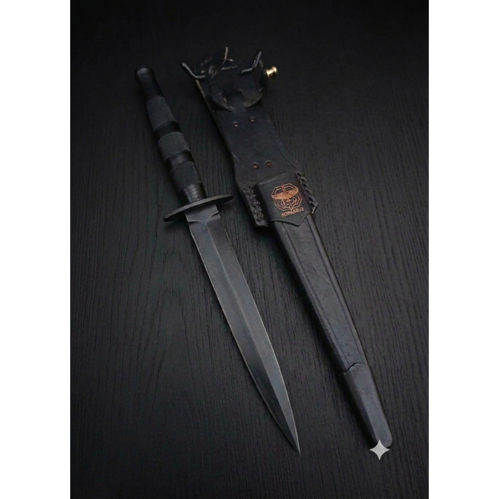 Pisau Komando Kopassus Sangkur Lempar Tactical TNI AD Belati Survival Berburu Outdoor Hitam Fullset 