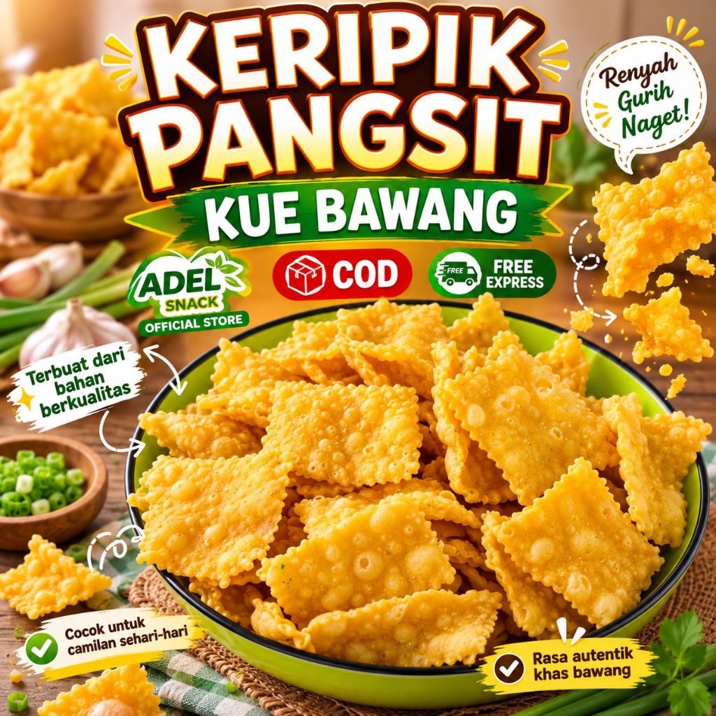 1 KG KUE BAWANG PANGSIT /KERIPIK BAWANG PANGSIT SNACK KERIPIK BAWANG PANGSIT RENYAH DAN GURIH (kerip