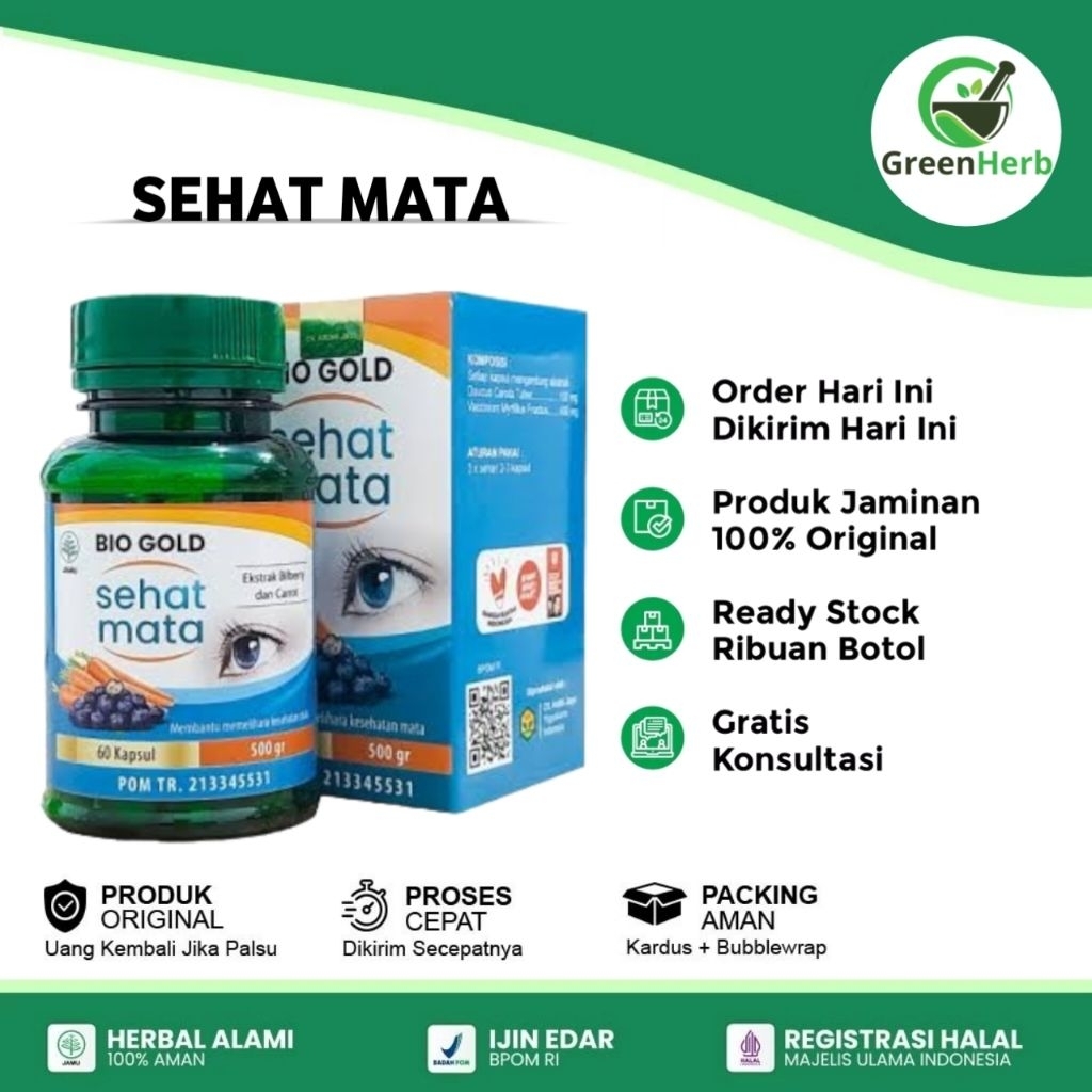Sehat Mata 60 Kapsul - Ekstrak Bilberry & Wortel untuk Mata Sehat