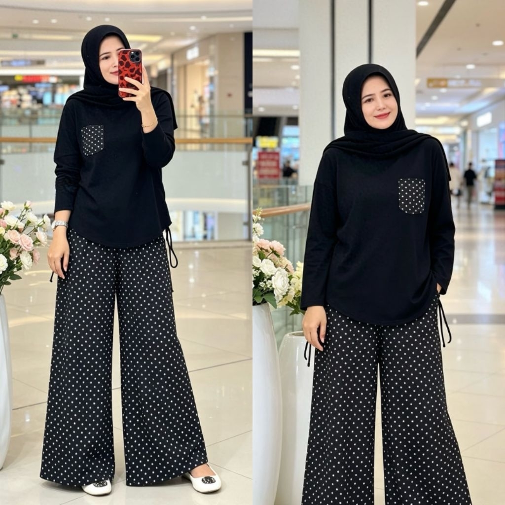 Set Kulot Amara / Baju Knit Set Celana Kulot Rayon / COD