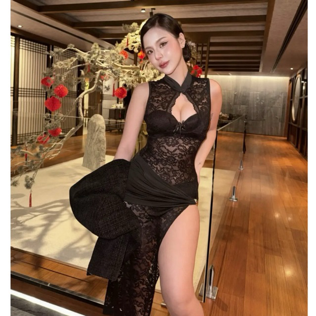 READY LACE DRESS KATARINA - sexy dress cheongsam belah tinggi party long dress