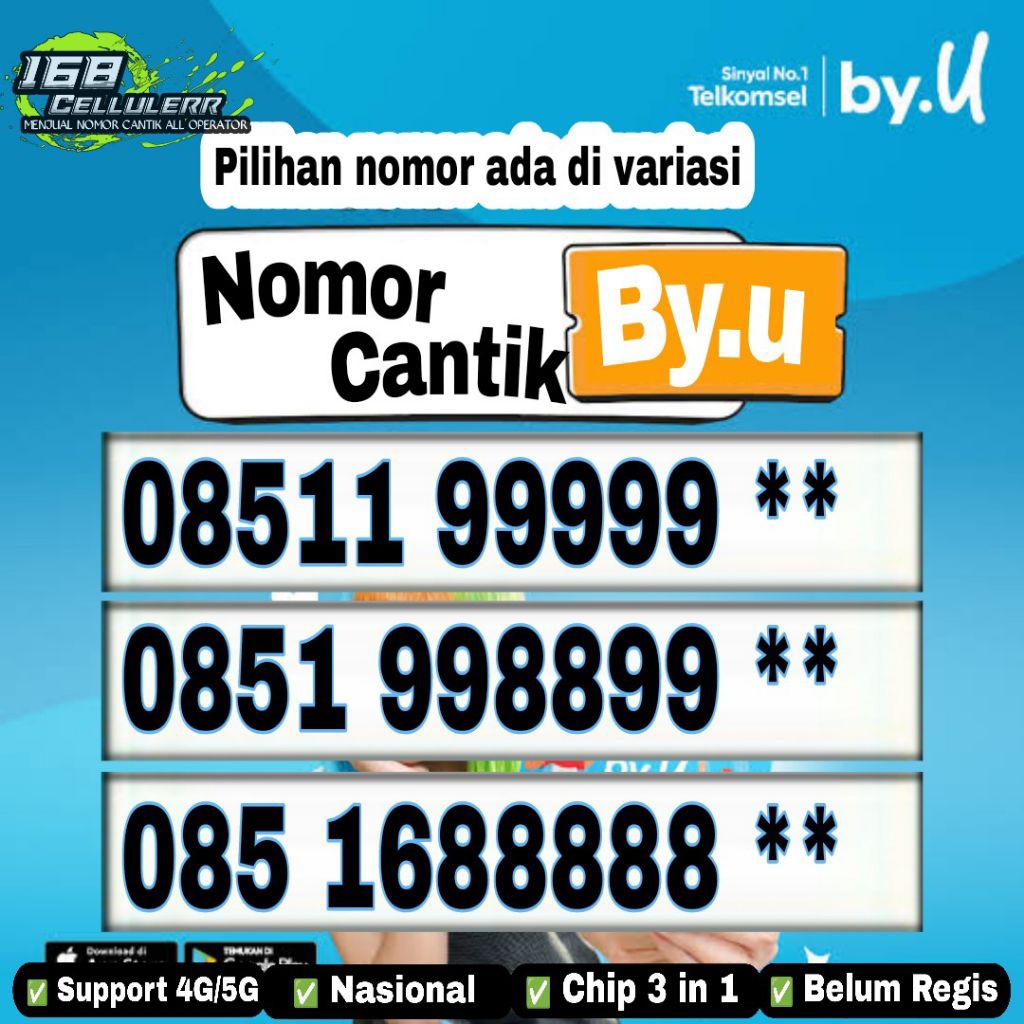 nomor cantik by.u telkomsel series 99999