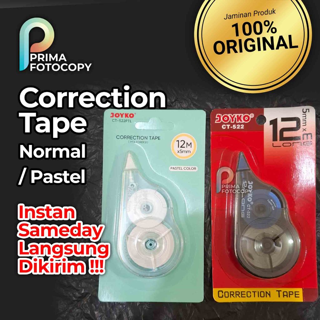 CORRECTION TAPE 12m TIPEX KERTAS JOYKO CT-522 CT-522PTL cortep kortep trondol tip ex pita