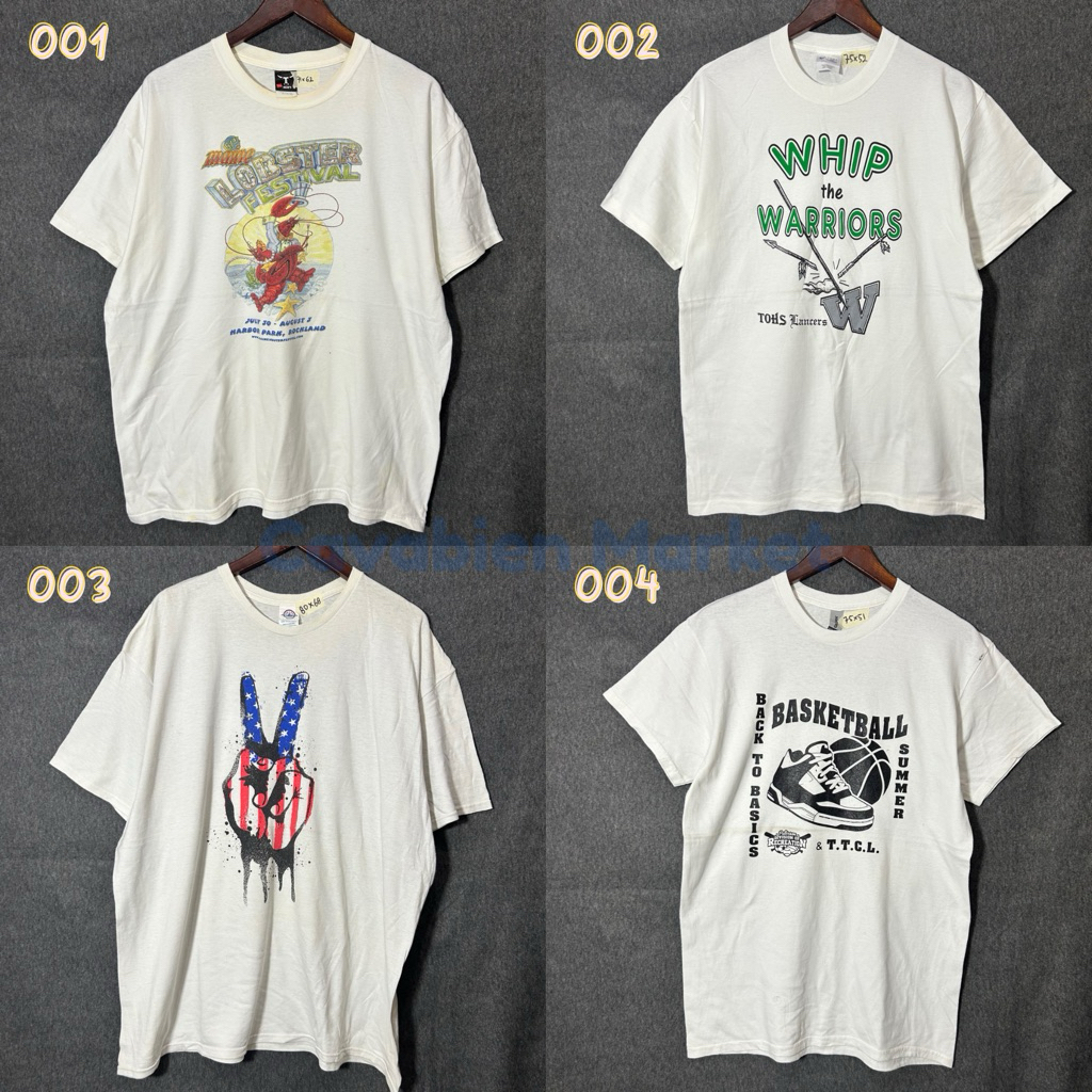 Kaos Tshirt White Series Second Preloved (Part 1) | Baju Putih Bergambar Vintage Murah | Cavabien Ma