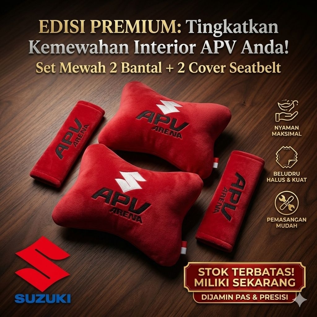 Bantal Mobil Leher Suzuki Apv / Apv Arena Premium Custom Nama & Logo - Empuk, Nyaman & Mewah