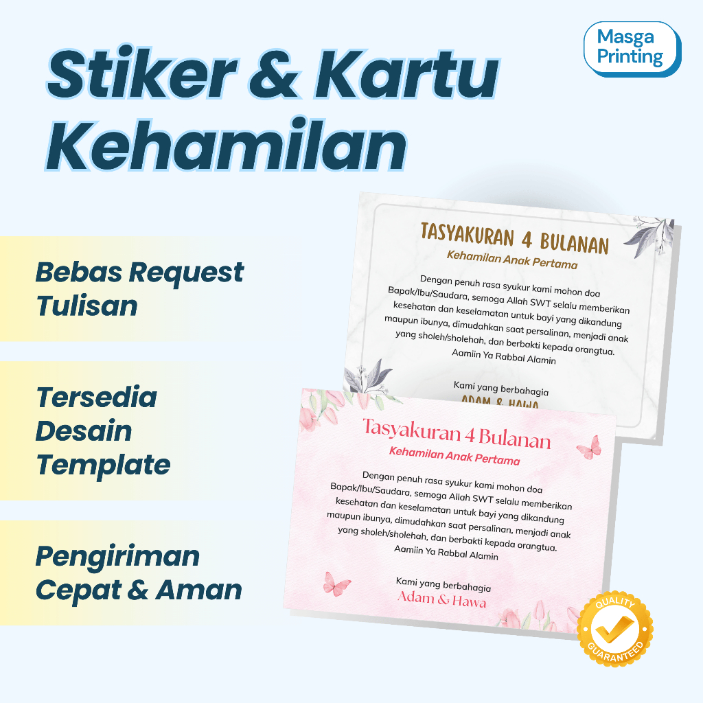 Stiker & Kartu Tasyakuran Kehamilan 4/7 Bulan | Label Tasyakuran Kehamilan Kustom