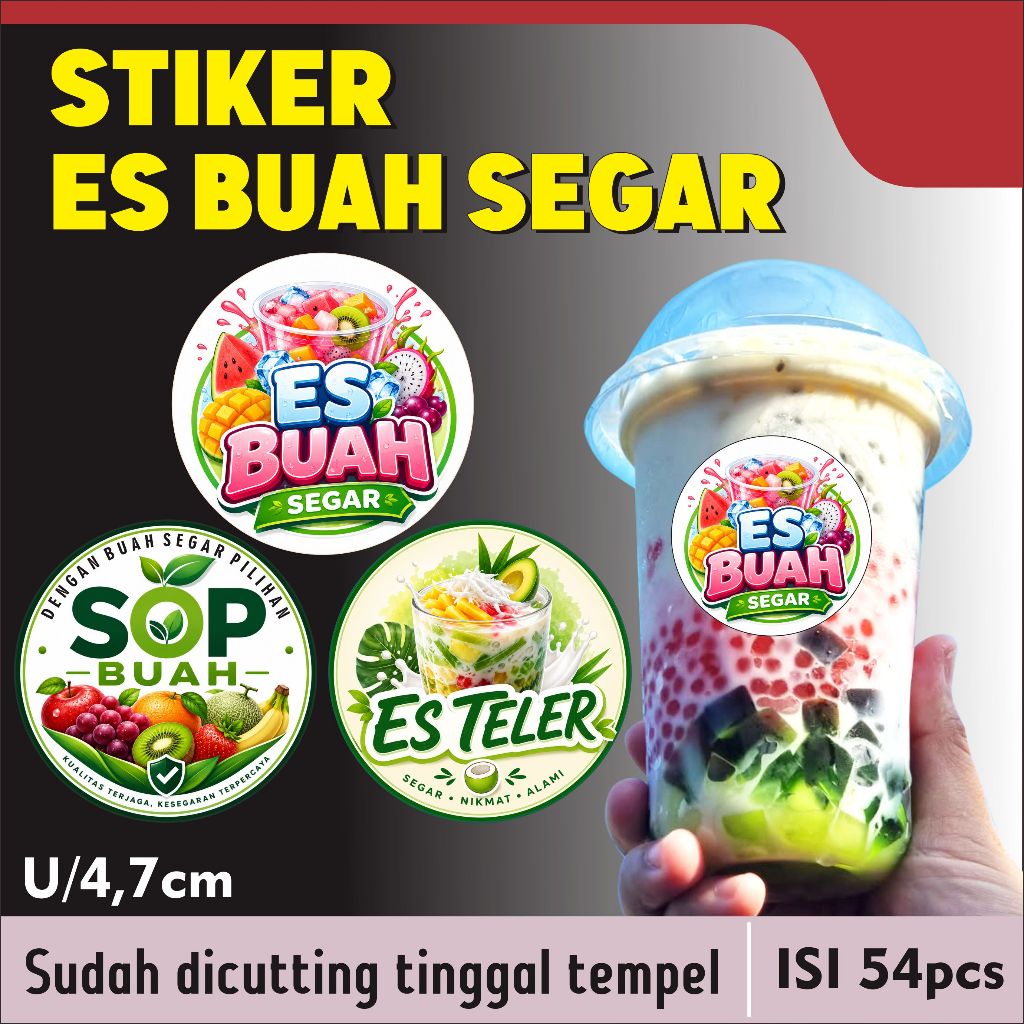 isi 54pcs Stiker ES Buah Segar / Sticker SOP BUAH / Stiker ES TELER